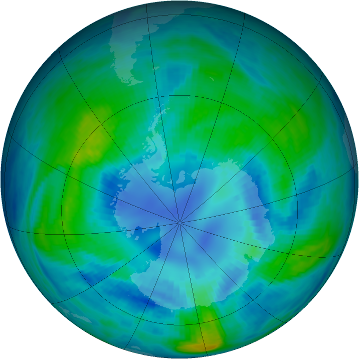 Antarctic ozone map for 11 April 1985